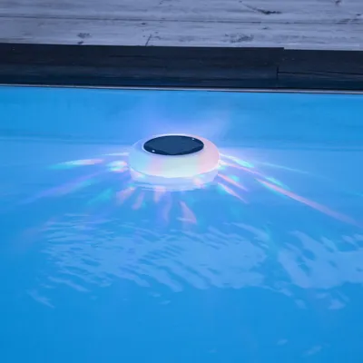 Image de Lampe solaire à LED Lumière de natation "Pool Light" blanche 19x9cm rotative RGB LED 481-80