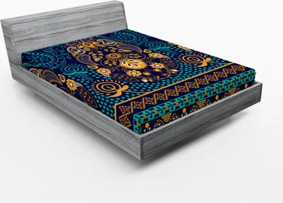 Produktbild von ABAKUHAUS Paisley Spannbetttuch, Ethnisches hintergründiges Design mit dem Muster von Blumen-Blättern und von Punkt-Bild, 90 x 190 cm, Blue Earth Gelb