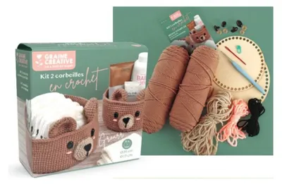 Image de Graine Creative Kit 2 corbeilles oursons en crochet