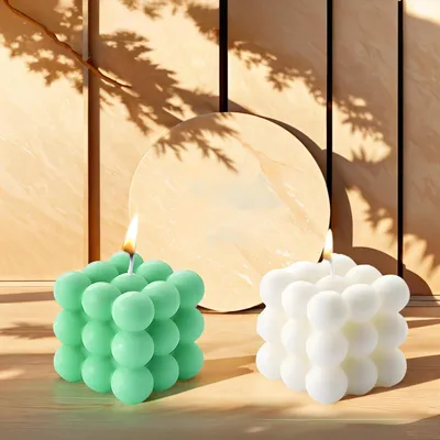 Produktbild von Bubble Kerzen 2 Stück Sojawachs Duftkerzen White+green
