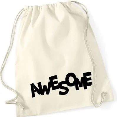 Produktbild von Huuraa Turnbeutel Awesome Schriftzug 12 Liter Natural Baumwolle Rucksack Geschenkidee