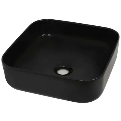 Obrázek produktu pro vidaXL Umyvadlo keramické čtvercové černé 38 x 38 x 13,5 cm
