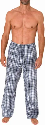 Produktbild von Herren Schlafanzug Pyjama Hose lang kariert aus Baumwolle ; grau , 52