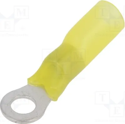 Zdjęcie produktu dla 2 sztuki złączek kablowych typu "ring" M5, do połączeń przewodów o przekroju 4÷6 mm², kolor żółty, średnica: 5,3 mm, temperatura pracy: 150°C, oznaczenie: ST-082/Y-T, izolowane