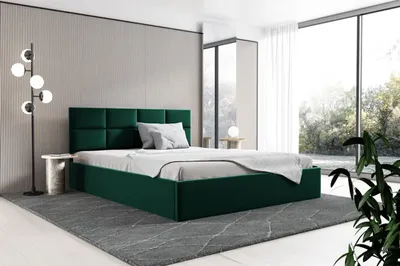 Produktbild von BETTSO Doppelbett Polsterbett Bett mit Kopfstütze und Bettkasten GOBI 160 x 200 cm Grün Dunkelgrün