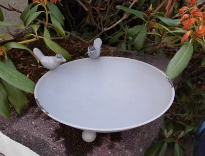Produktbild von Vogeltränke Vogelbad Vogelfutterstelle Eisen massiv grau lackiert  22