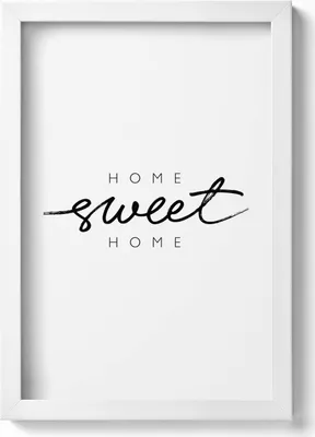 Produktbild von Dekorative Aufschrift für die Wohnung „Home, sweet home“– Wandbild mit Rahmen – Gerahmtes Bild  – Wanddekoration – 20x30 cm – Weiß