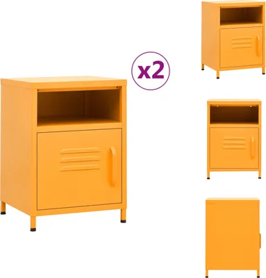 Obrázek produktu pro vidaXL Noční stolky 2 ks hořčicově žluté 35x35x51 cm ocel - Noční stolky