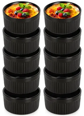 Produktbild von Vilde | Auflaufförmchen Porzellan Schwarz - 10er Set - Souffle Förmchen 260 ml
