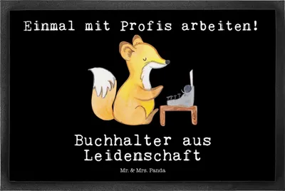 Produktbild von Mr. & Mrs. Panda fußmatte Buchhalter Leidenschaft 50 x 75 cm - Schwarz - Geschenk, Schmutzfänger, Bodenvorleger, Schmutzfangmatte, Witzig, Lustig, Türvorleger, Beruf