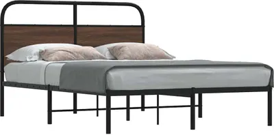 Image de vidaXL Cadre de lit sans matelas 135x190 cm brun imitation chêne