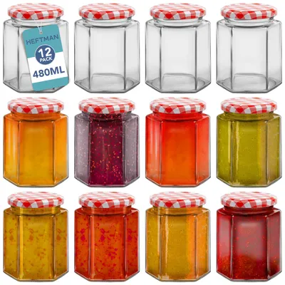 Produktbild von HEFTMAN 480 ml Marmeladengläser mit Deckel, luftdichte kleine Gläser zur