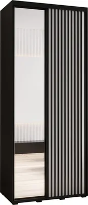 Produktbild von MEBLE KRYSPOL Sapporo 2 Schrank mit 2 Schiebetüren  - 205,2x100x45 cm - Schwarz Weiß Schwarz