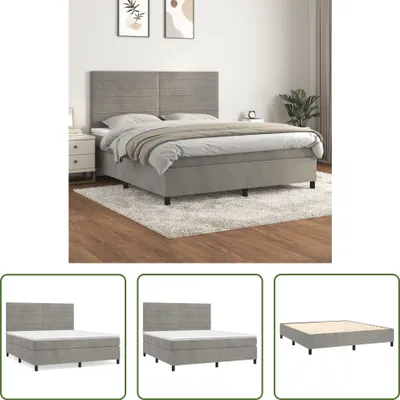 Produktbild von The Living Store Boxspringbett mit Matratze Hellgrau 180x200 cm Samt
