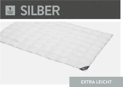 Produktbild von Spessarttraum Daunendecke Silber, Füllung: 100% Daunen, Bezug: 100% Baumwolle Größe 135 x 200  cm Wärmeklasse extraleicht