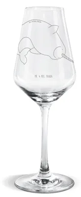 Produktbild von Mr. & Mrs. Panda Weinglas Narwal - Transparent - Geschenk, Meer, Aufräumen, Kinderzimmer, Hausfrau, Wal, Putzen, Weißwein Glas, Weißweinkelch, Kelch, wein