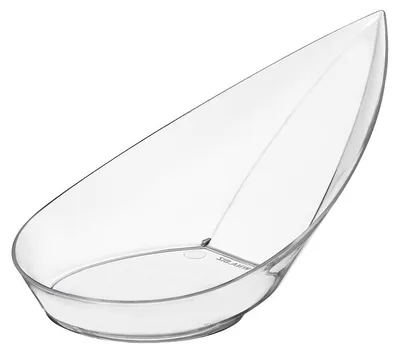 Produktbild von Einweg-Fingerfood Schälchen Lorbeerblatt aus Plastik, 11,5 x 6,5 x 4,5cm, Transparent, 40 Stück