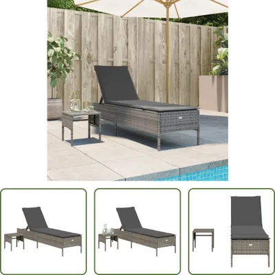 Produktbild von The Living Store Sonnenliege mit Tisch und Auflage Grau Poly Rattan
