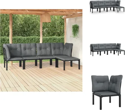 Produktbild von vidaXL 5-tlg. Garten-Lounge-Set Schwarz und Grau Poly Rattan -  Gartenmöbel-Sets