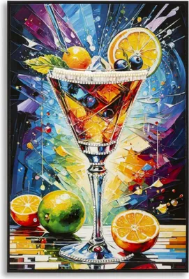 Obrázek produktu pro Nástěnný obraz Cocktail lakovaný včetně rámu -A- 62 x 92 x 3,5 cm