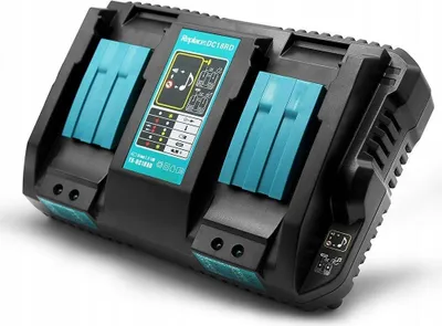 Image de Rosfix Chargeur Double DC18RD – Compatible avec les Batteries Makita 7,2 – 18 V | Charge Rapide 4 A, LED, Ventilateur, CE