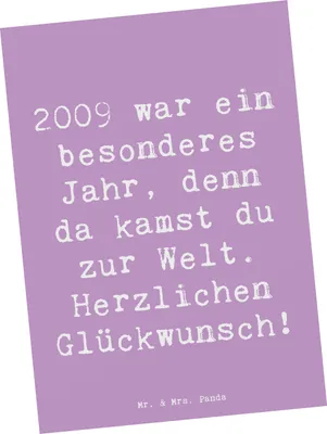 Produktbild von Mr. & Mrs. Panda Postkarte Spruch 2009 Geburtstag - Lavendeltraum - Geschenk, Glückwunsch, Postkarten, Grußkarte, Jahrgang, Geburtstagsgeschenk, Ansichtskarten, bildkarte