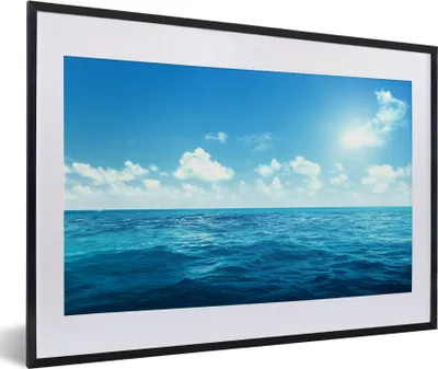 Produktbild von MuchoWow® MuchoWow® Gerahmtes Poster Meer - Himmel - Sonne 60x40 cm - Poster mit zchwarzem Bilderrahmen - Schlafzimmer - Plakat in Rahmen - Drucken