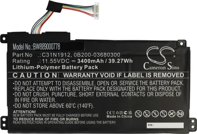 Produktbild von vhbw Akku kompatibel mit Asus VivoBook 14 E410MA-EK026TS, E410MA-EK368TS Notebook (3400 mAh, 11,55 V, Li-Polymer)
