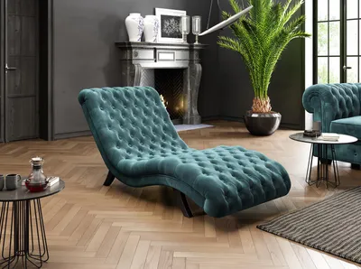 Produktbild von Loungesofa Chesterfield Couch Sofa Liege Holz Metall Chaiselongue Relaxliege