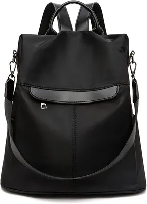 Produktbild von Damen Rucksack, Diebstahlsichere Umhängetasche, Multifunktionale Schultasche Oxford, Oxford schwarz