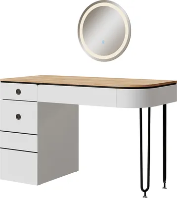 Immagine prodotto di Tavolo da toilette Vicco Mia Bianco/Legno 120 cm con specchio LED, Model 54280