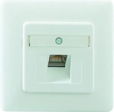 Produktbild von Rutenbeck Anschlussdose 1-fach, Cat6a, iso FLEX, polarweiss, mit Abdeckung, 1 Stk.
