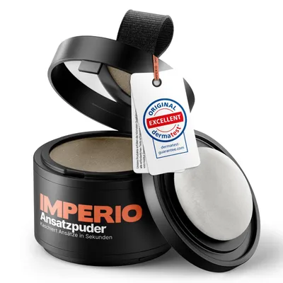 Produktbild von IMPERIO Ansatzpuder - Haar Concealer zur Haarverdichtung für Frauen und Männer, wasserfestes Haar Make-up zum Ansatz kaschieren - 4g (hellbraun)