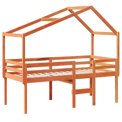 Produktbild von Hochbett mit Dach Wachsbraun 90x190 cm Massivholz Kiefer