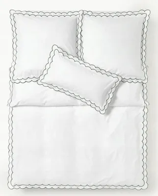 Image de Westwing Housse de couette Percale Blanc Vert 155x220 cm