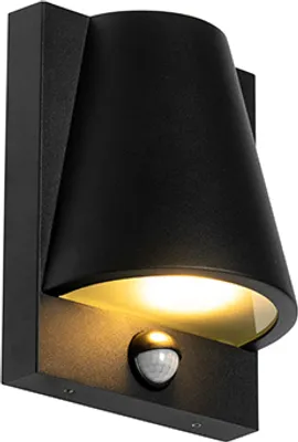 Zdjęcie produktu dla Lampa ścienna zewnętrzna czarna IP44 z czujnikiem ruchu - Femke