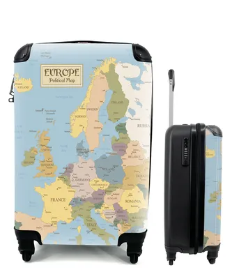 Produktbild von MuchoWow® Koffer Handgepäck Trolley Rollkoffer Kleine Reisekoffer mit 4 Rollen - Karte - Europa - Alt - Cabin Size < 55x40x23 cm & 55x40x20 cm - Fotokoffer - Kabinenkoffer - Boardgepäck - Reise-Box - Reisekoffer - Reisegepäck - Koffer mit Bild - Trolley für Kinder