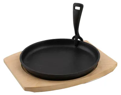 Produktbild von Barbecook Gusseisenpfanne mit Bambusuntersetzer