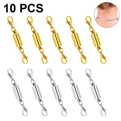 Produktbild von 10er-Pack farbige Magnet-Karabinerverschlüsse für Schmuck. Starker Magnetverschluss für Halsketten und Armbänder. Ideal zum Basteln.