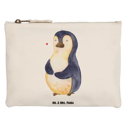 Produktbild von Mr. & Mrs. Panda Kulturbeutel Pinguin Diät Grösse XL Große - Weiß - Geschenk, Schlampermäppchen, Gewicht, Motivation, Federmappe, kosmetiktäschchen, glücklich, Etui