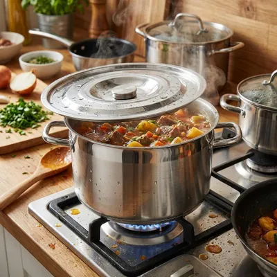 Produktbild von Profi Gastronomie Kochtopf 29L Edelstahl – Ø40cm, inkl. Deckel, für Gasherd, Großer Suppentopf, Satiniert