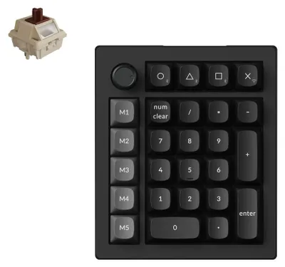 Produktbild von Keychron V0 Ultra 8K Kabellose Mechanische Tastatur Numpad NumberPad Ziffernblock QWERTY US Fully Assembled Knob / Black / Keychron Silk POM Switch - Brown