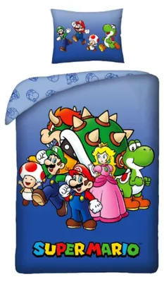 Productafbeelding van Super Mario beddengoedset – dekbedovertrek 140x200 cm + kussensloop 60x70 cm