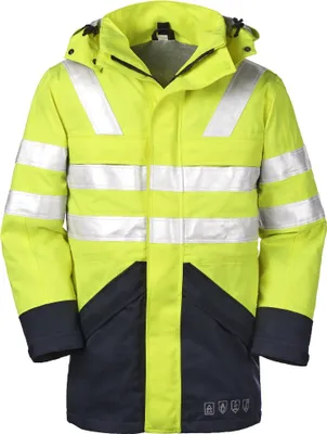 Produktbild von 4PROTECT® Multinorm-Warn-Wetterschutz-Jacke EDMONTON, Leuchtgelb/Navy 3XL
