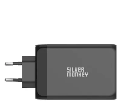 Immagine prodotto di Caricabatteria Silver Monkey GaN 140W USB-C PD 3.1 + USB 3.0 QC Nero