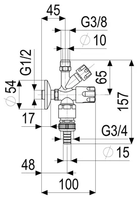 Produktbild von Schlösser Armaturen KOMBI-ECKVENTIL, NICHT SELBSTD. RB, SV, DESIGNGRIFF, 1/2", POL.VERCHR