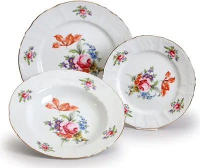 Produktbild von Thun 1794 Bernadotte, Tellersatz, Porzellan, Gartenblumen, Thun, 18.