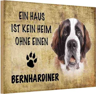 Produktbild von vianmo Holzschild 20x30 cm Bernhardiner Hund ohne kein Heim