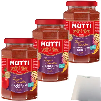 Produktbild von Mutti Pasta Sauce mit gegrilltem Gemüse 3er Pack (3x400g Glas) + usy Block