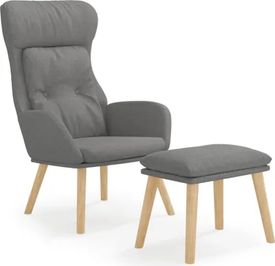 Zdjęcie produktu dla vidaXL Relax fotel ze stołkiem jasnoszary materiał